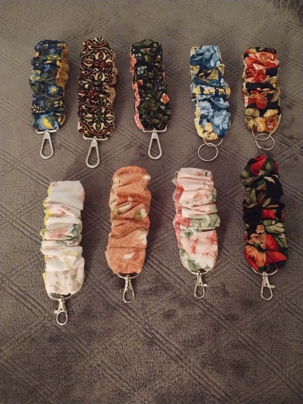 Floral Scrunchie Keychain Wrist Strap - Multicolor 2 For $15